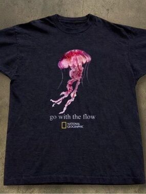 Gildan Black Tee with Pink Jellyfish National Geographic Graphic